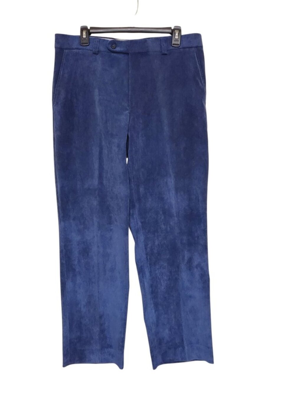 Ballin Comfort Eze Men's Royal Blue Corduroy Velour Flat Front Dress Pants 34